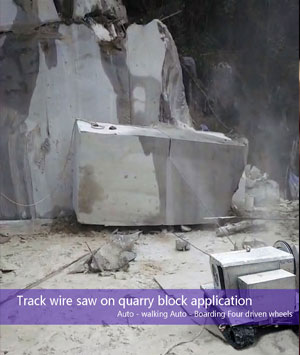 Track wire saw for quarrying